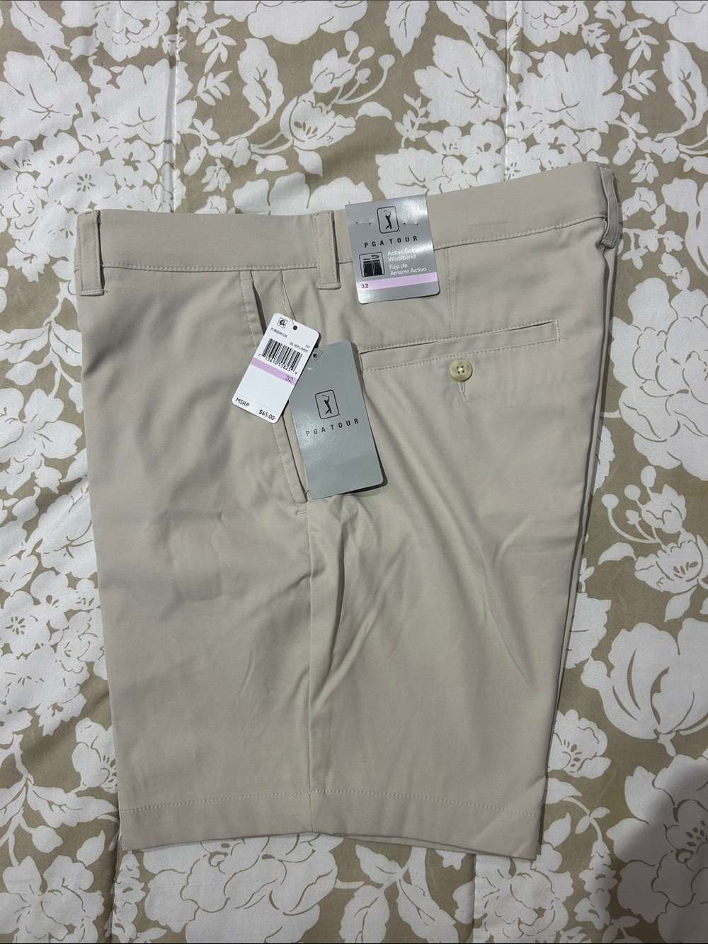 PGA TOUR Men's Khaki Performance Golf Hybrid Shorts